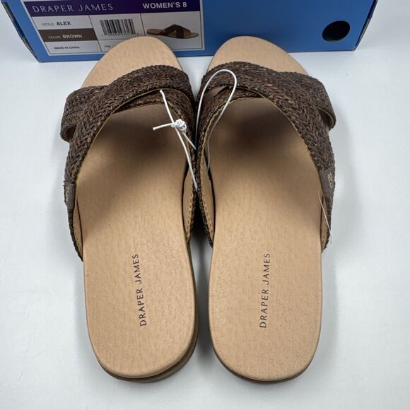 NEW Draper James Women's Size 8 Raffia Cross Strap Slip On Sandals, “Alex” Brown - Picture 7 of 16